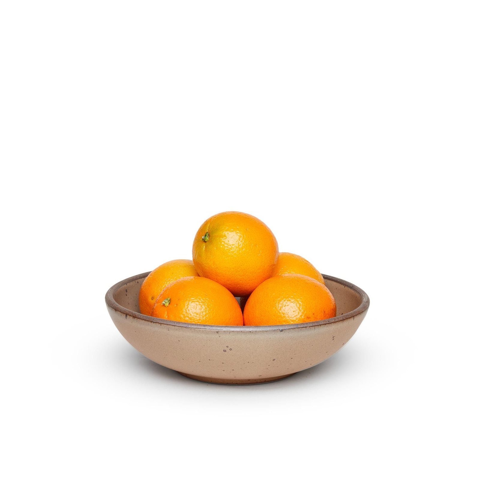Lunessia daily bowl in Warm Taupe, shown with oranges